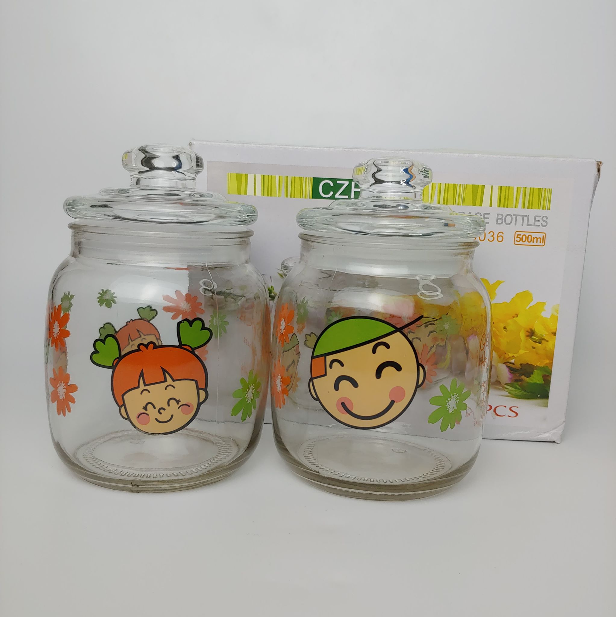 BỘ 2 LỌ THỦY TINH 500ml có nắp hít