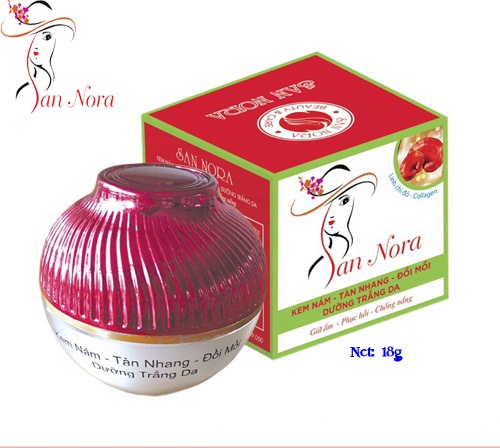 Kem san nora - Kem nám, Tàn nhang, Đồi mồi, Trắng da dưỡng chất Linh chi đỏ và Collagen (18g)