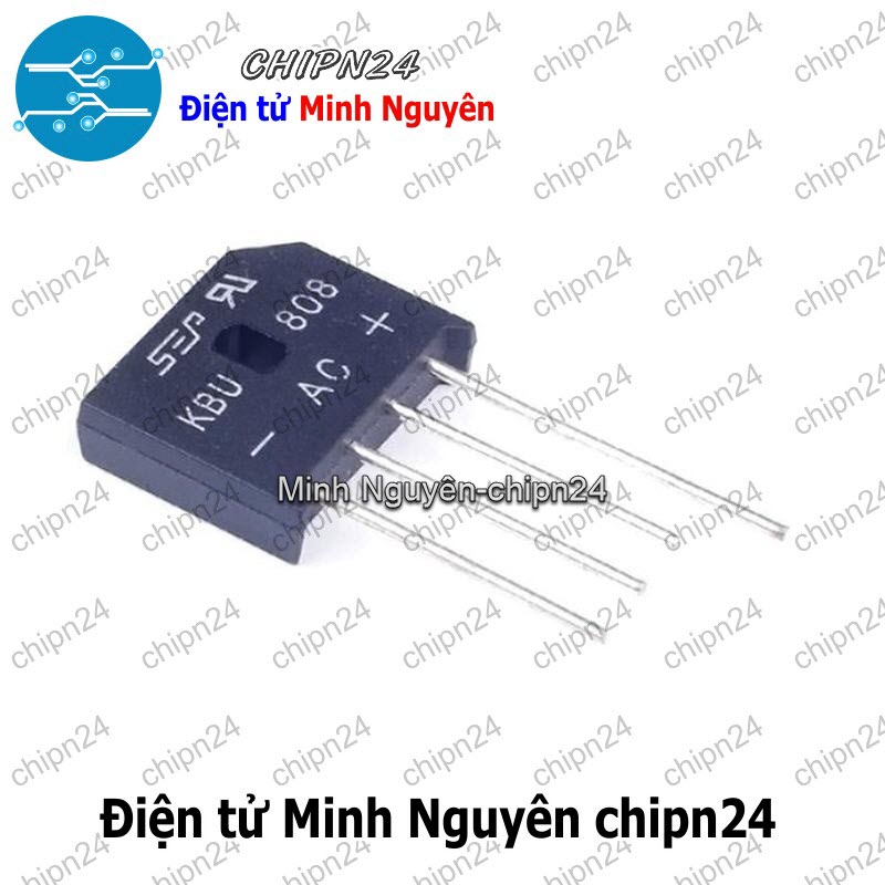 [2 con] (F56) Cầu Diode KBU808 8A 800V (8A dẹt) - HH000222