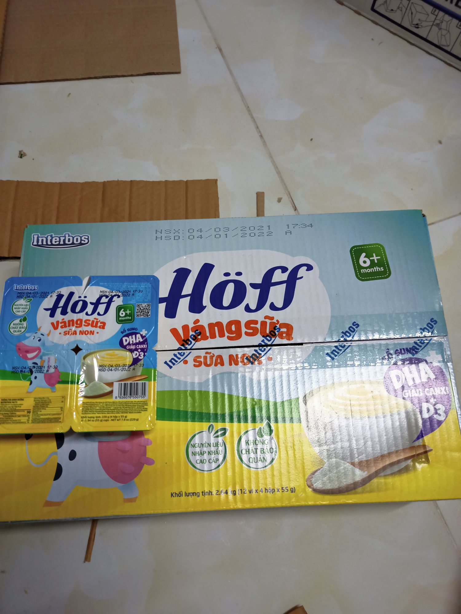 8 HỘP VÁNG SỮA HOFF VỊ SỮA NON, DATE 20241