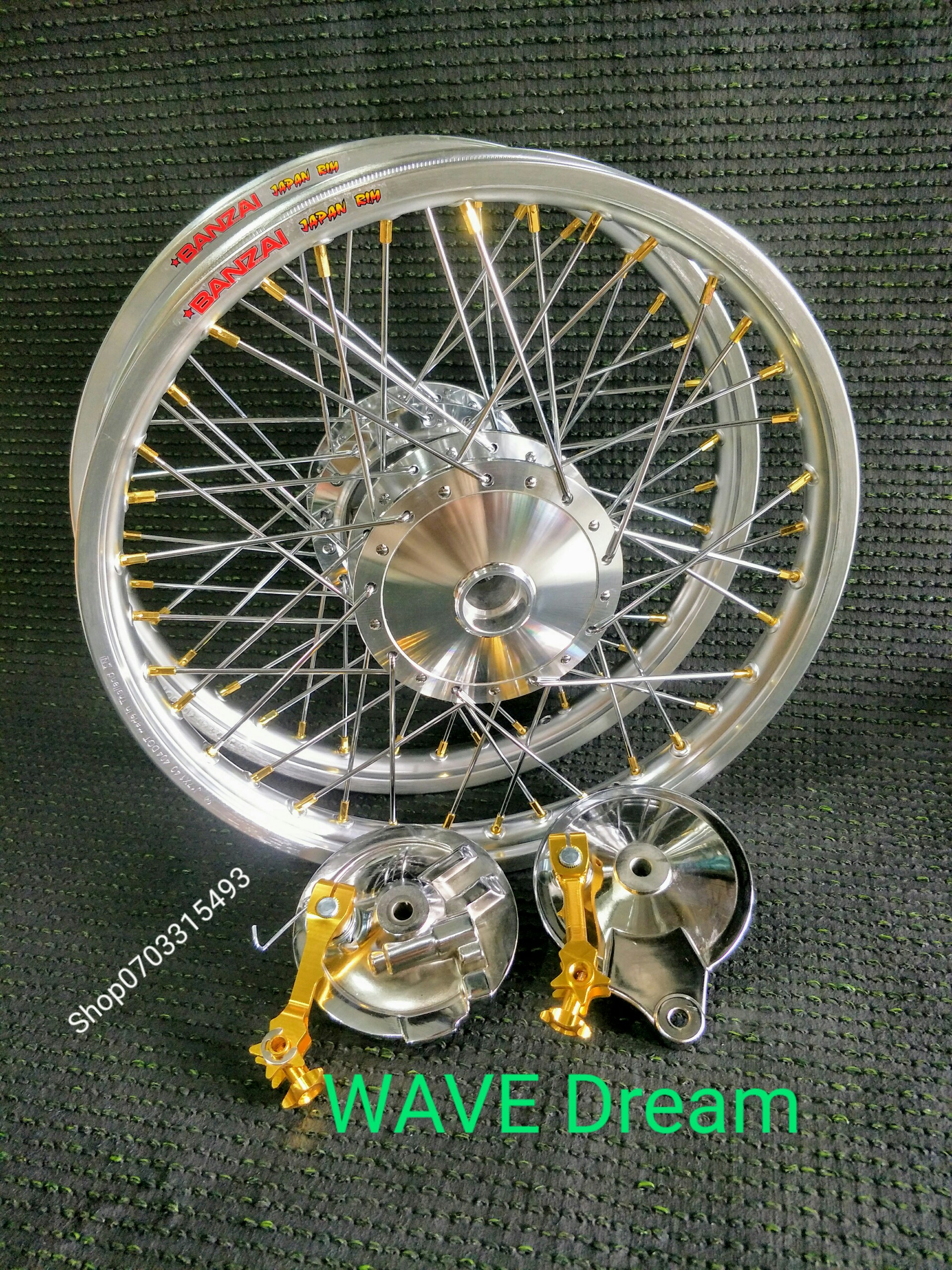 [HCM]Bánh căm WAVE Dream niền nhôm Banzai 1.4 1.4 kèm má đùm & pát