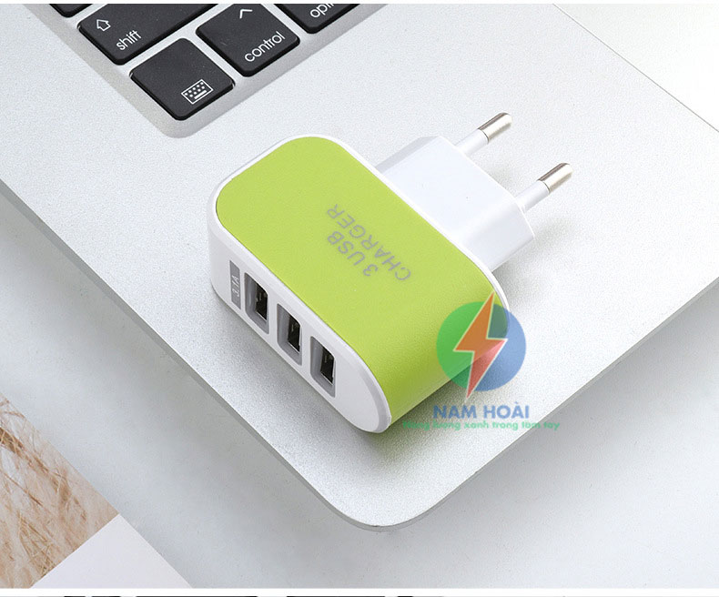Cốc Sạc 3 Cổng USB Có Đèn LED Nhiều Màu