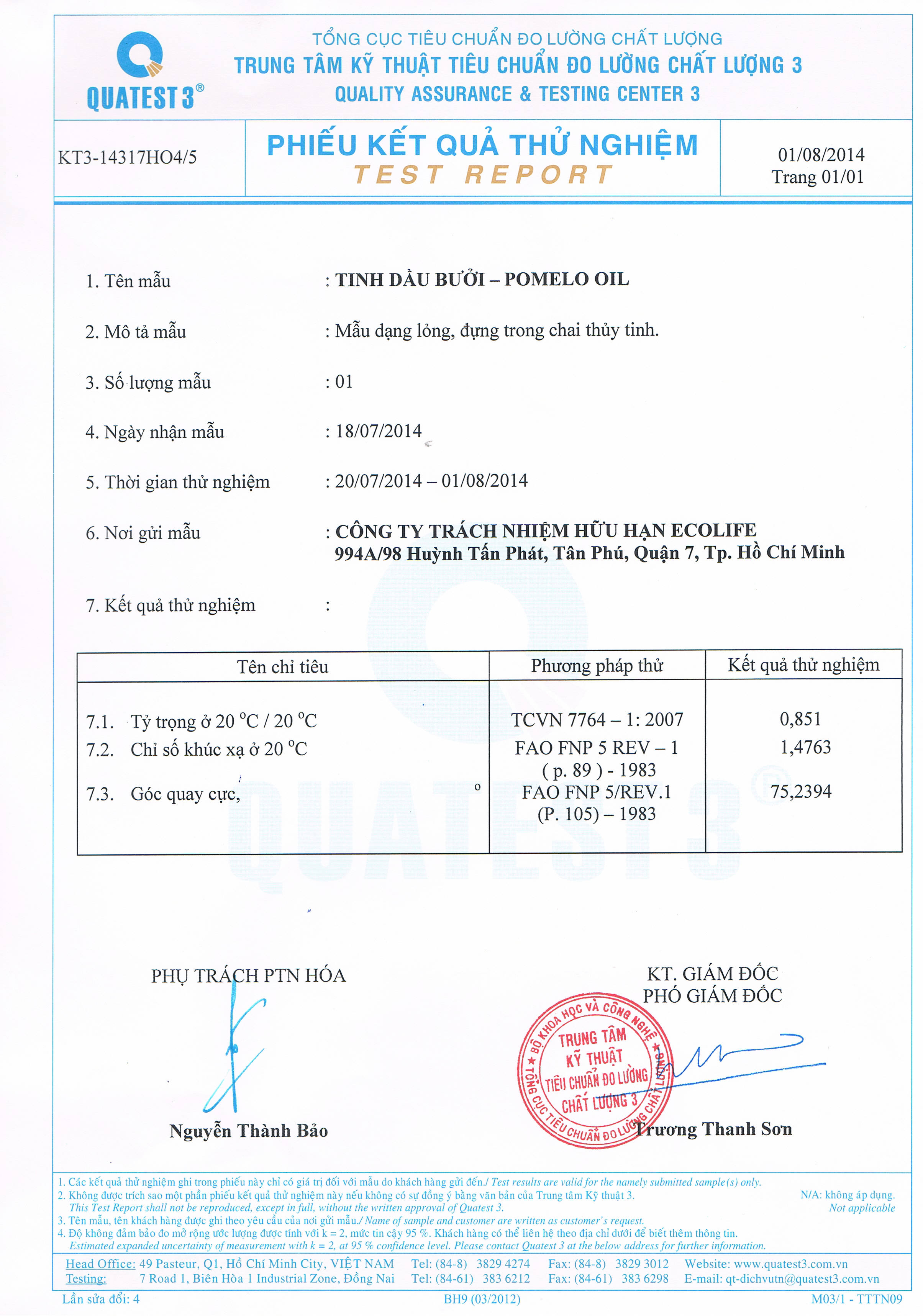 Tinh dầu dưỡng tóc bưởi da xanh Ecolife