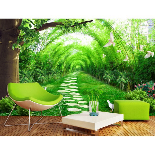 Tranh dán tường 3D con đường xanh BINBIN H79