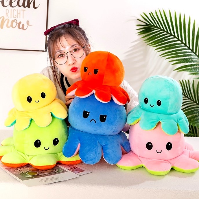GẤU BẠCH TUỘC CẢM XÚC, ĐỒ CHƠI BẠCH TUỘC 2 MẶT HÀNG CAO CẤP VẢI MỀM MỊN