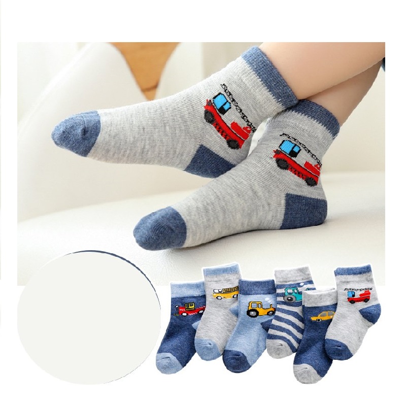 Set 5 Đôi tất bé trai hình ô tô cho bé 1-12 tuổi