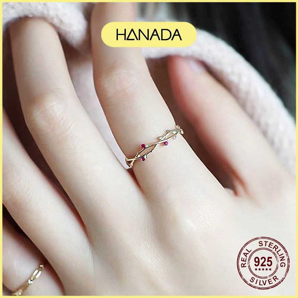 [HCM] Nhẫn Bạc 925 Hanada Hoa Hồng 0062