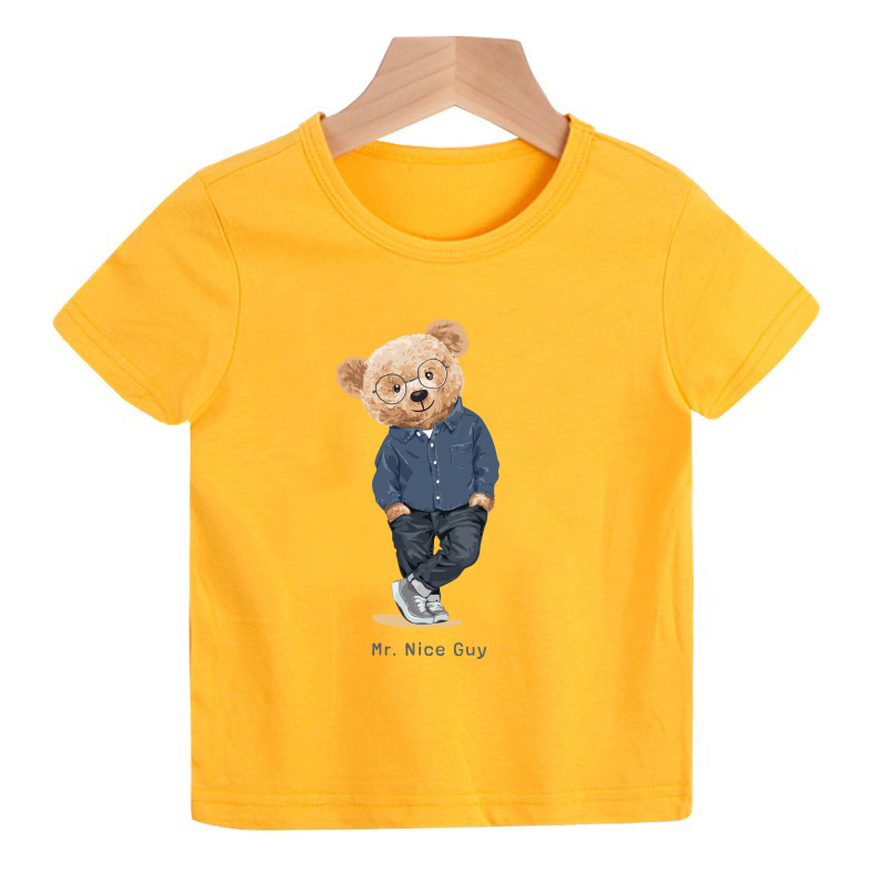 Áo thun cho trẻ em hình gấu mắt kinh tay bỏ túi quần ( trai và gái).áo cho bé từ 6kg-30kg.AL15.