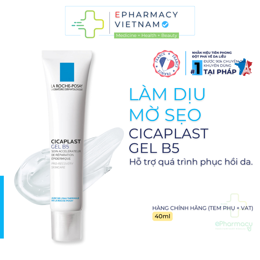 B5 LA ROCHE-POSAY GEL CICAPLAST - Gel B5 La Roche Posay Epidermal Recovery Accelerator phục hồi da mờ sẹo 40ml