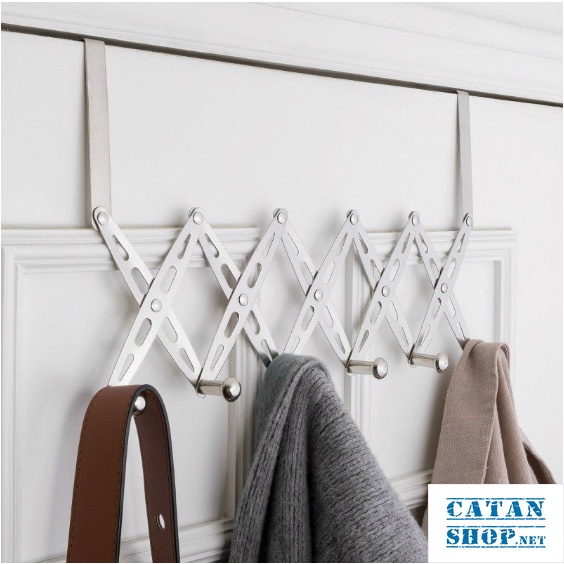 Móc treo quần áo sau cửa, móc treo đồ zic zac gắn tường bằng inox có thể co dãn gấp gọn-GD72-MTXG