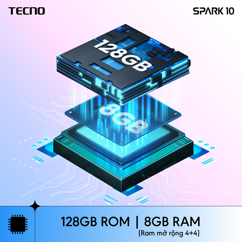 Điện thoại Tecno SPARK 10 4GB/128GB - Camera 50MP | 5000 mAh | Sạc nhanh 18W | Cảm ứng vân tay