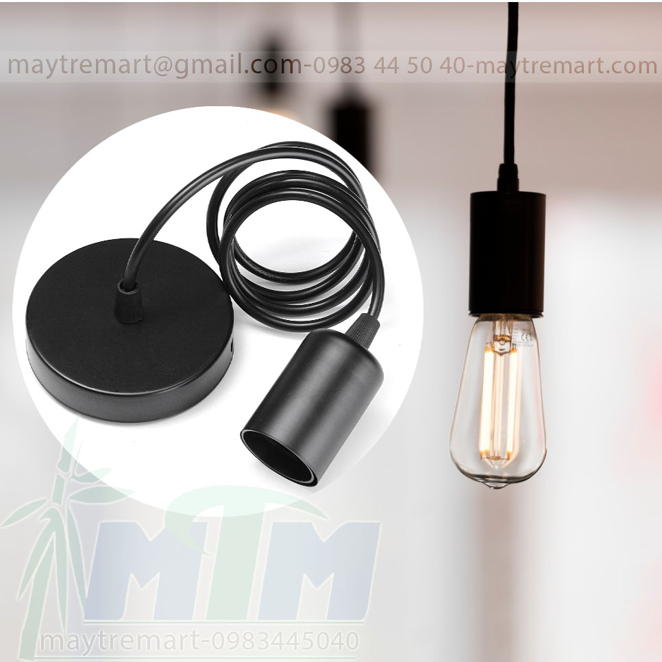 Dây đui cốc thả trang trí đèn lồng gỗ - đèn mây tre