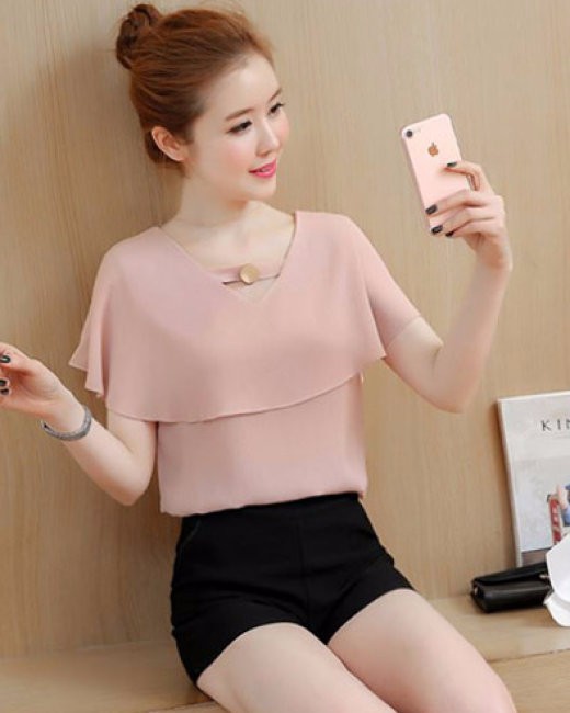 [PN FASHION]ÁO KIỂU NỮ CỔ V PHỐI NÚT HOTTRENT