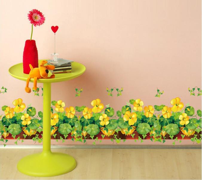 Decal trang trí chân tương Hoa Vàng cỏ cong. Decal in trên chất liệu PVC, có keo sẵn ở mặt sau, chỉ cần lột ra và dán.-K40