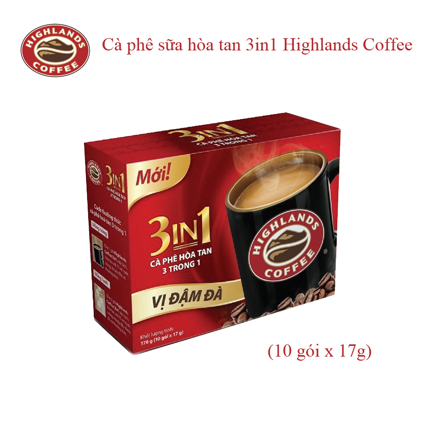 Cà Phê Hòa Tan 3in1 Highlands Coffee (hộp 10 Gói x 17g) và (hộp 20 gói x 17g)