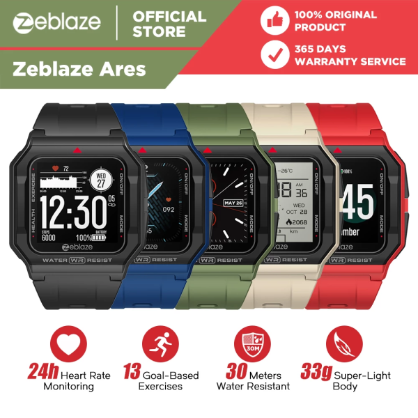 Zeblaze Ares Smart Watch Only 33g Retro Design Smartwatch 3ATM Heart Rate Fitness Tracker 15Days Long Battery Life For Android iOS