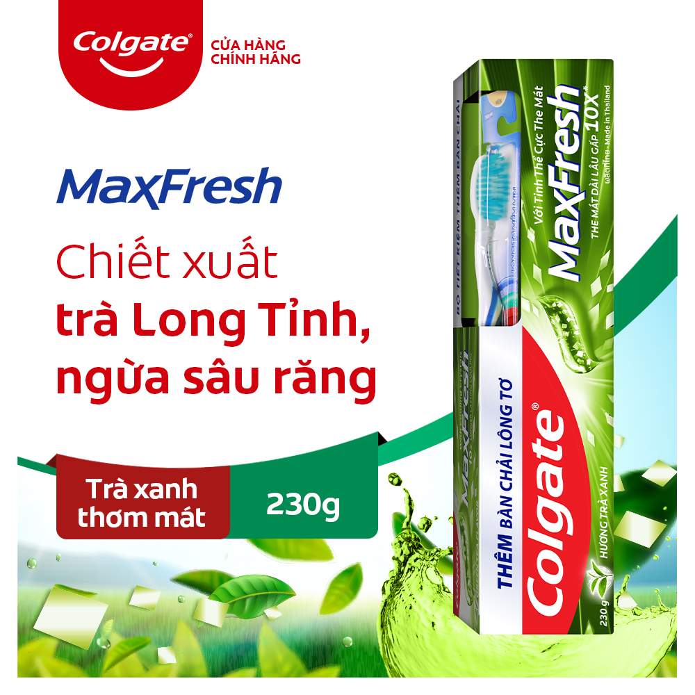 Toothpaste Colgate green tea the cool maxfresh 225g/tube toothbrush gift feather high-grade silk