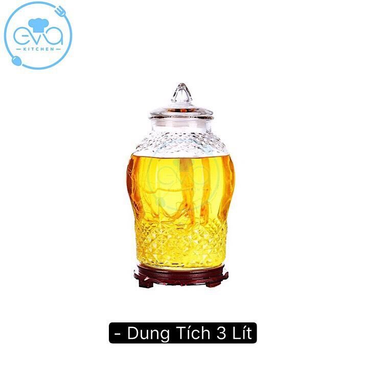 Bình ngâm thủy tinh 3 lít có van dáng chum hoạ tiết kim cương 8833 - 3lv