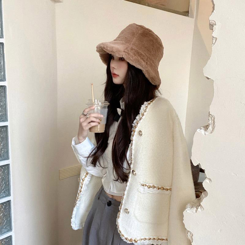 Hat brim feather flower-shaped quality thick warm lovely-100style