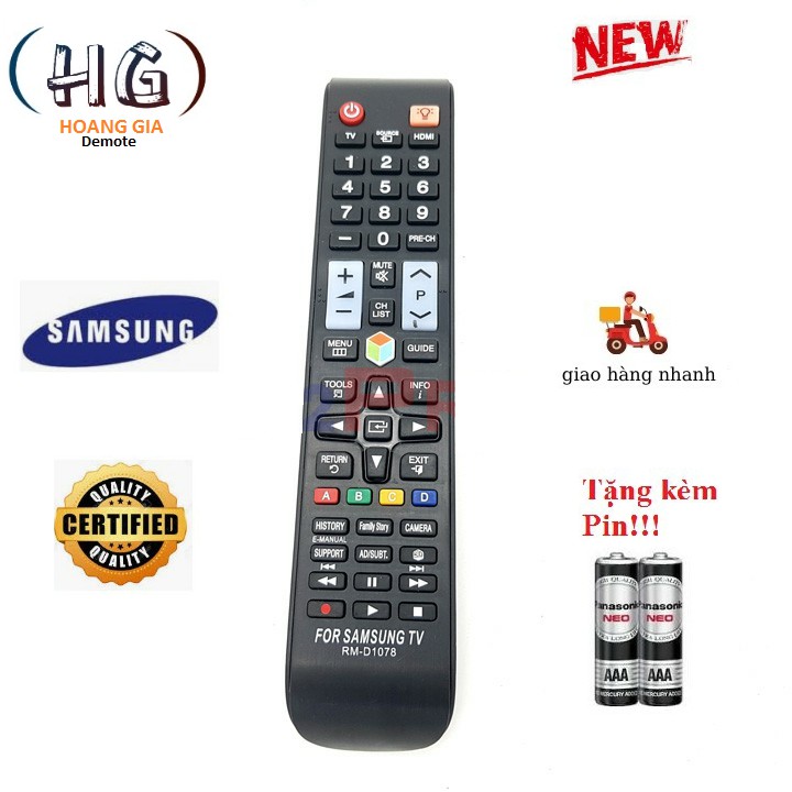 Remote Điều Khiển Samsung Rm-D1078 Smart Tv, Led Tv, Lcd Tv Tặng Đôi Pin