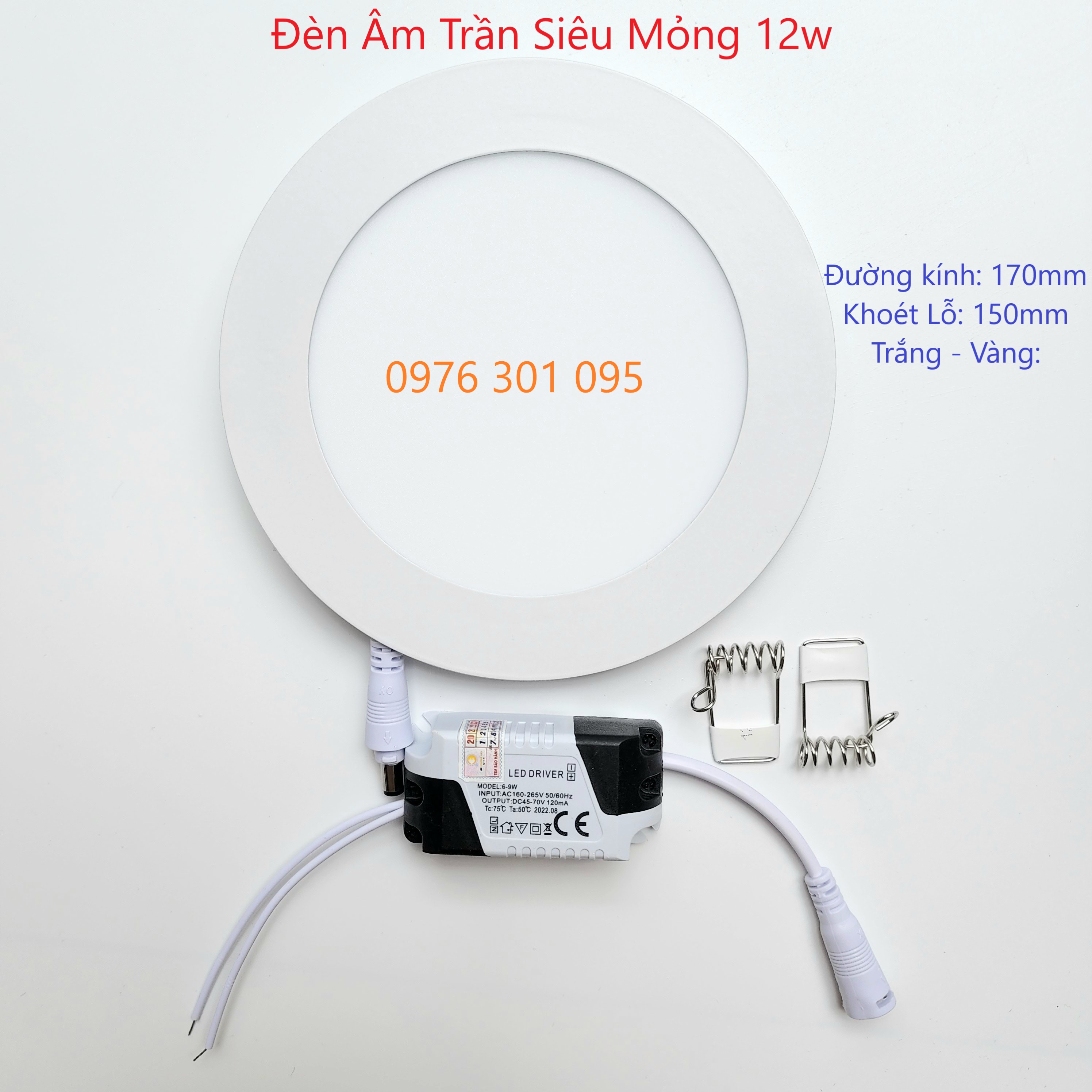 Bóng đèn led âm trần downlight 12W - Tròn - Vuông( Trắng - Vàng )