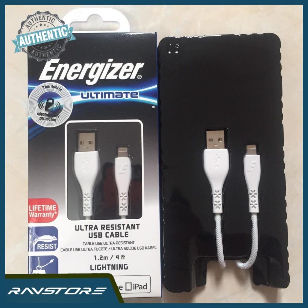 [HÀNG CHÍNH HÃNG] Cáp iphone Energizer siêu bền, dài 1.2M ( usb-A to Lightning) - Bảo hành 12 tháng