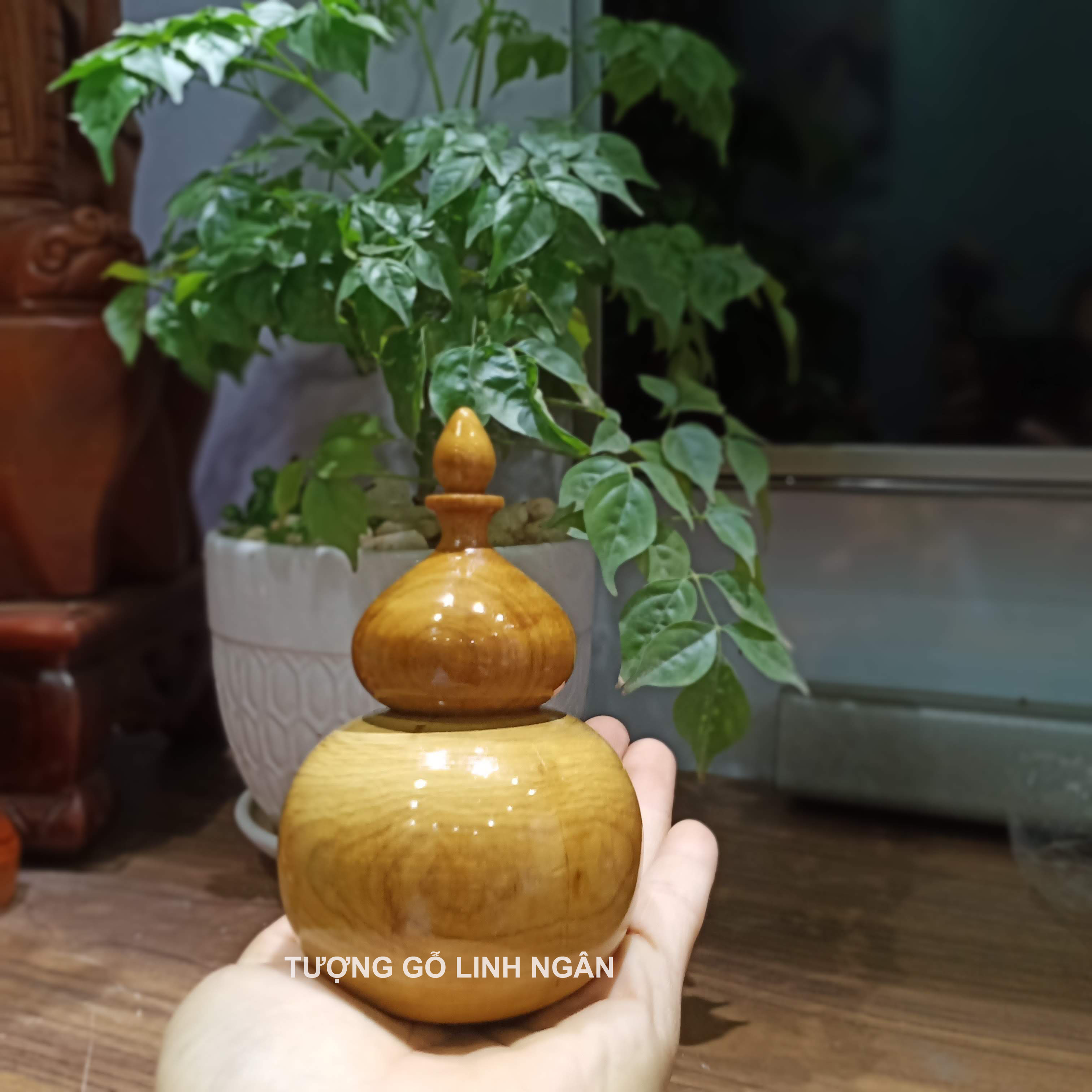 Lọ đựng tăm hồ lô gỗ bách xanh