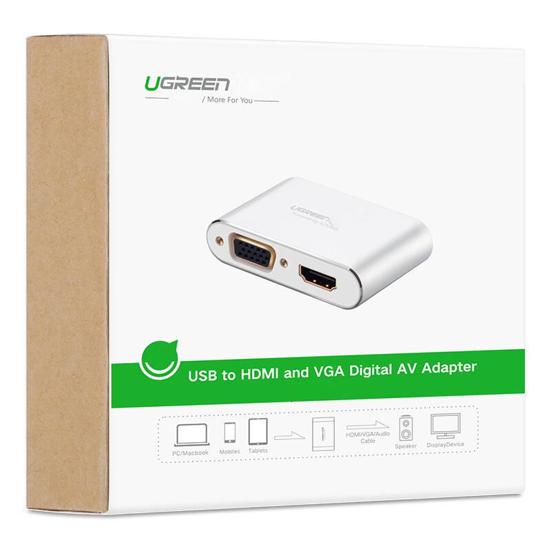 Bộ chuyển đổi đa năng Lightning Micro USB Type-C sang HDMI và VGA cho iphone ipad Android máy tính bảng UGREEN US228 - Hãng phân phối chính thức