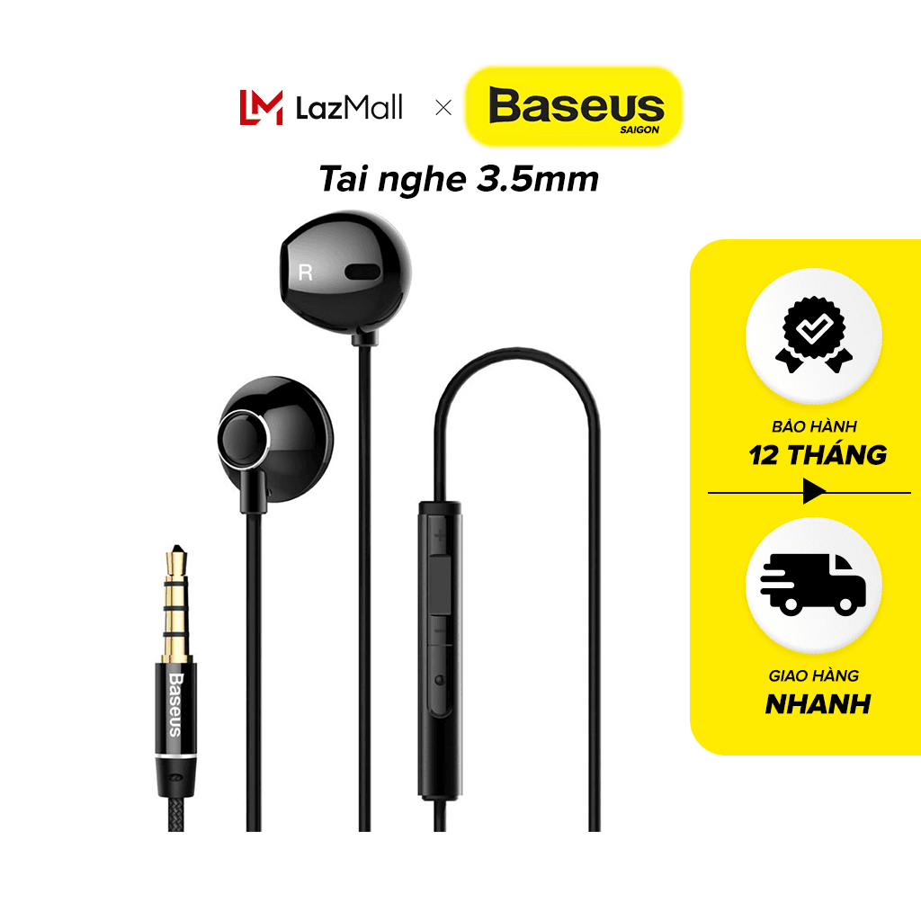 Tai nghe có dây, nhét tai Baseus Encok H06 lateral in-ear Wired Earphone, 3.5mm [HÀNG CHÍNH HÃNG] - NGH06