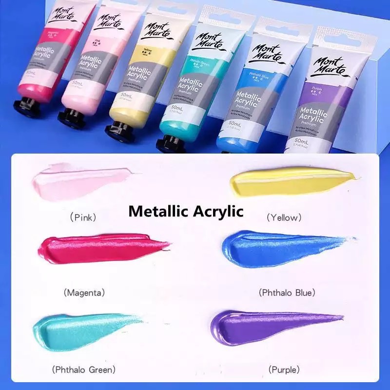 Màu Acrylic Metallic và Fluoro Mont Marte dạng tuýp 50ml