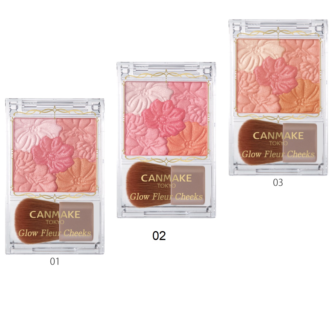 Phấn Má Hồng Canmake Glow Fleur Cheeks 6,3g.#01 Peach Fleur