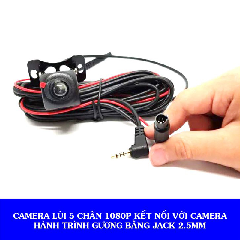 Camera lùi 5 chân độ phân giải 1080p kết nối camera hành trình gương bằng jack 2.5mm