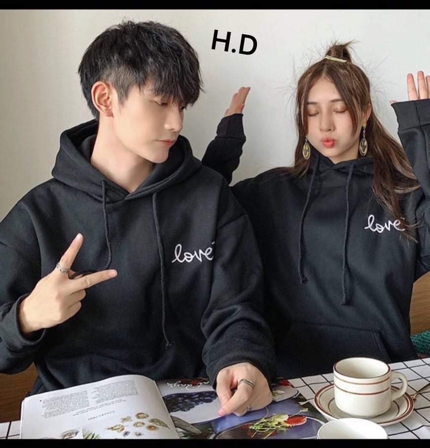 Áo đôi hoodie logo Love HDA1020