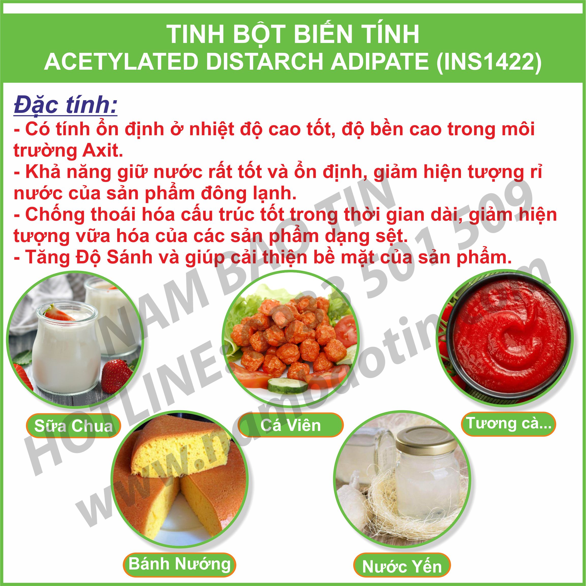 [HCM]Tinh bột biến tính Acetylated Distarch Adipate INS1422