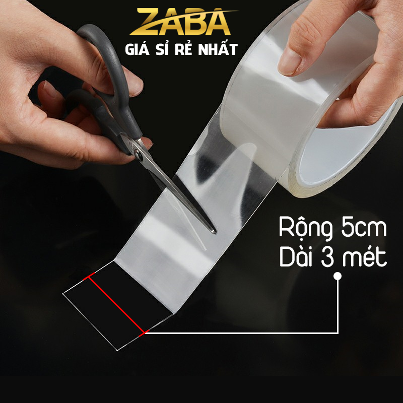 Cuộn băng keo dài 3m rộng 5cm silicon trong suốt dán tường chống nước đa năng dày 2mm Zaba