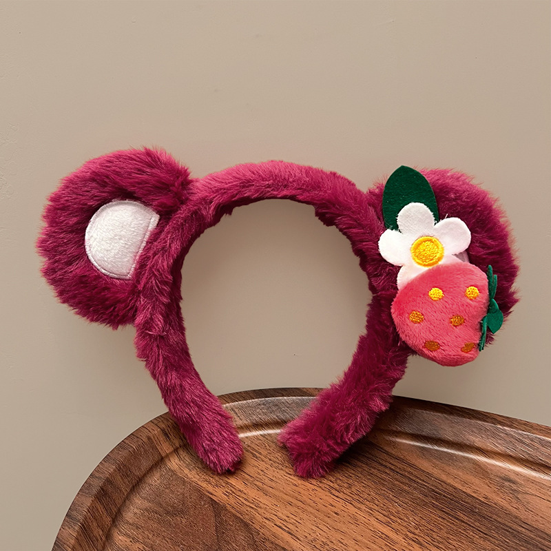 Cài tóc tai gấu dâu lotso dâu hoa dễ thương