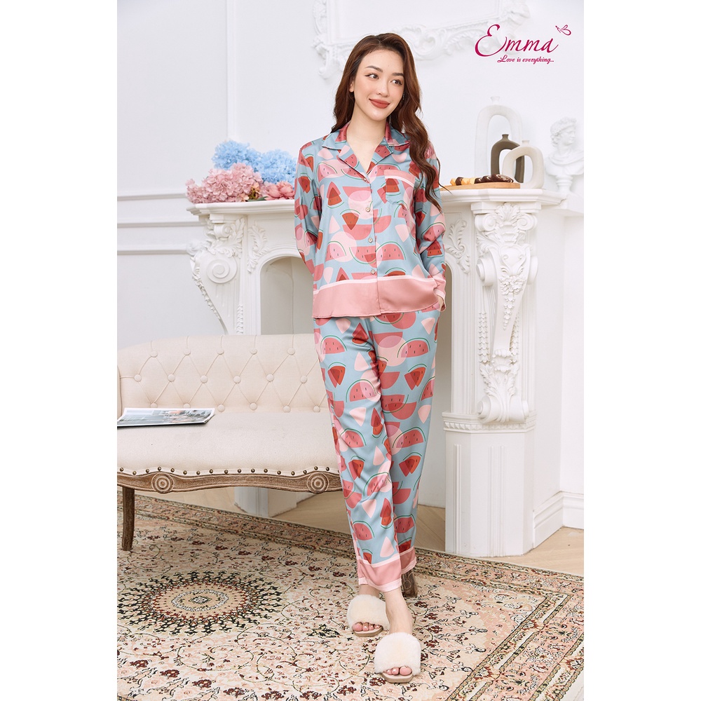 Đồ Bộ Mặc Nhà Pyjama Lụa Dưa Hấu Emma ETLU.20.019.02