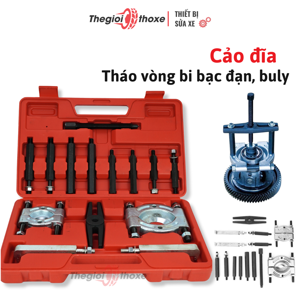 Bộ cảo đĩa 14 chi tiết | Chuyên cảo bạc đạn ngoài, cảo puly, bạc đạn dên - Vam dĩa chất lượng cao | Thế Giới Thợ Xe
