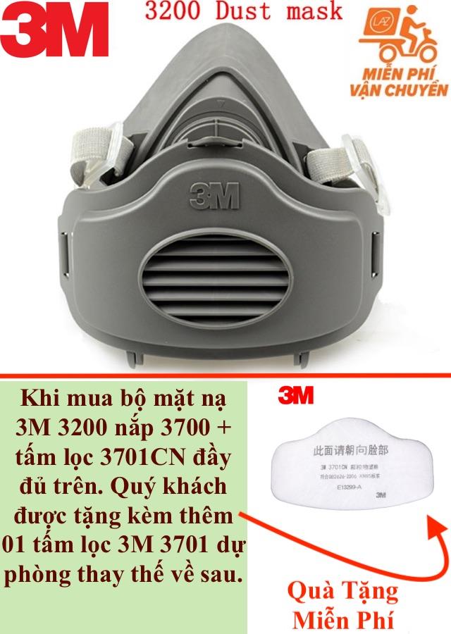 Khẩu trang kiêm Bộ Mặt Nạ 3M 3200 trọn bộ gồm mặt nạ + Phin Lọc 3M 3700 +