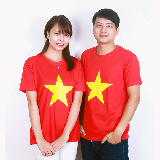 ÁO CỜ ĐỎ SAO VÀNG VIỆT NAM  (vải cotton cực mát)
