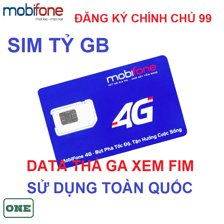 Sim 4G mobifone tỷ GB có sẵn 2 tháng sử dụng 99