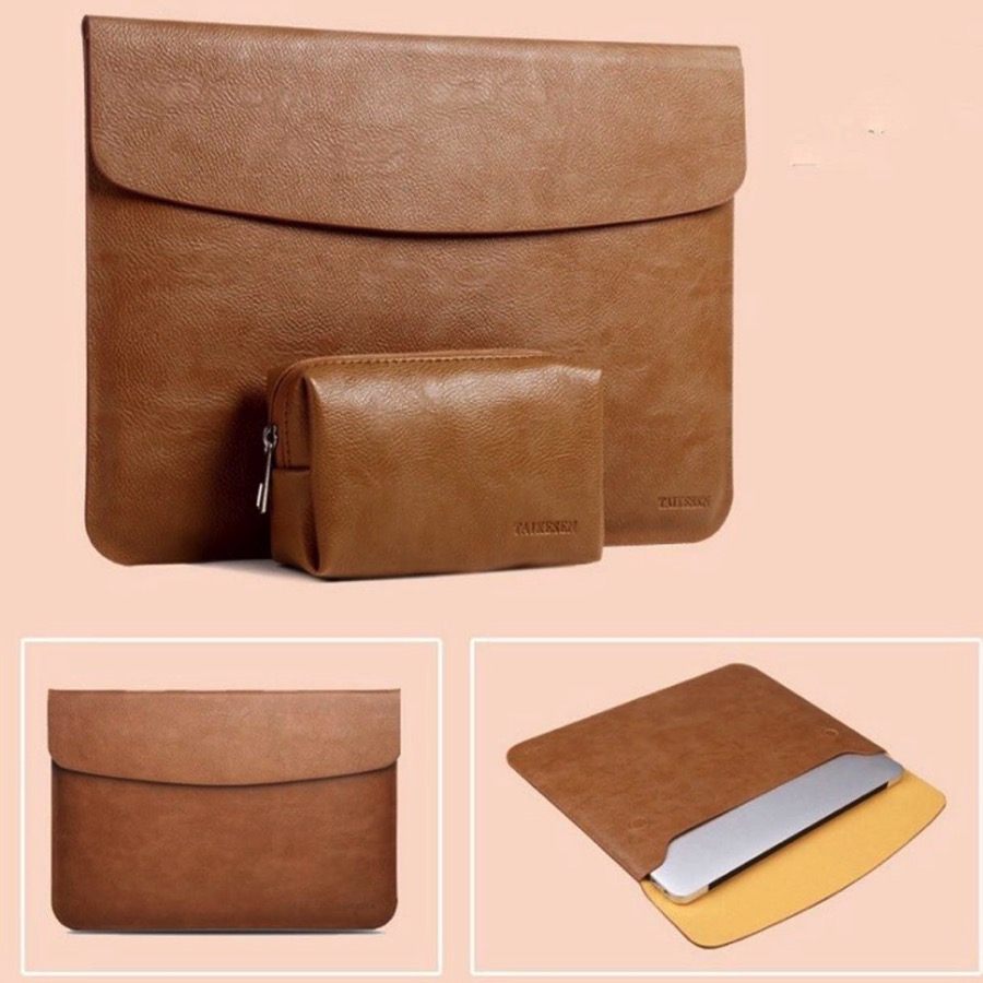 BAO DA, TÚI DA, CẶP DA CHỐNG SỐC CHO MACBOOK, LAPTOP MÀU DA BÒ