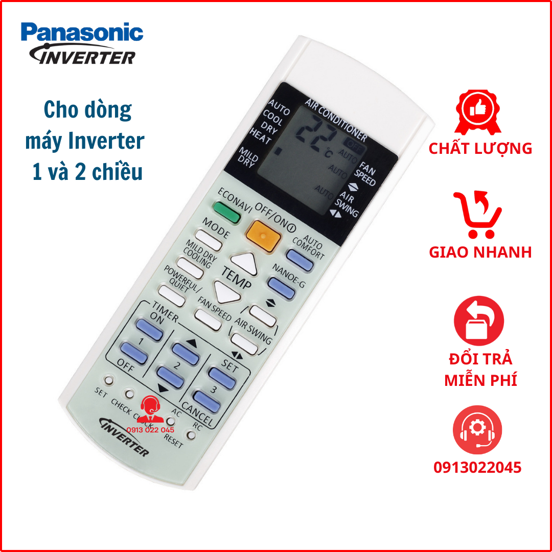 Remote máy lạnh điều hòa Panasonic (Inverter 1 và 2 chiều.)