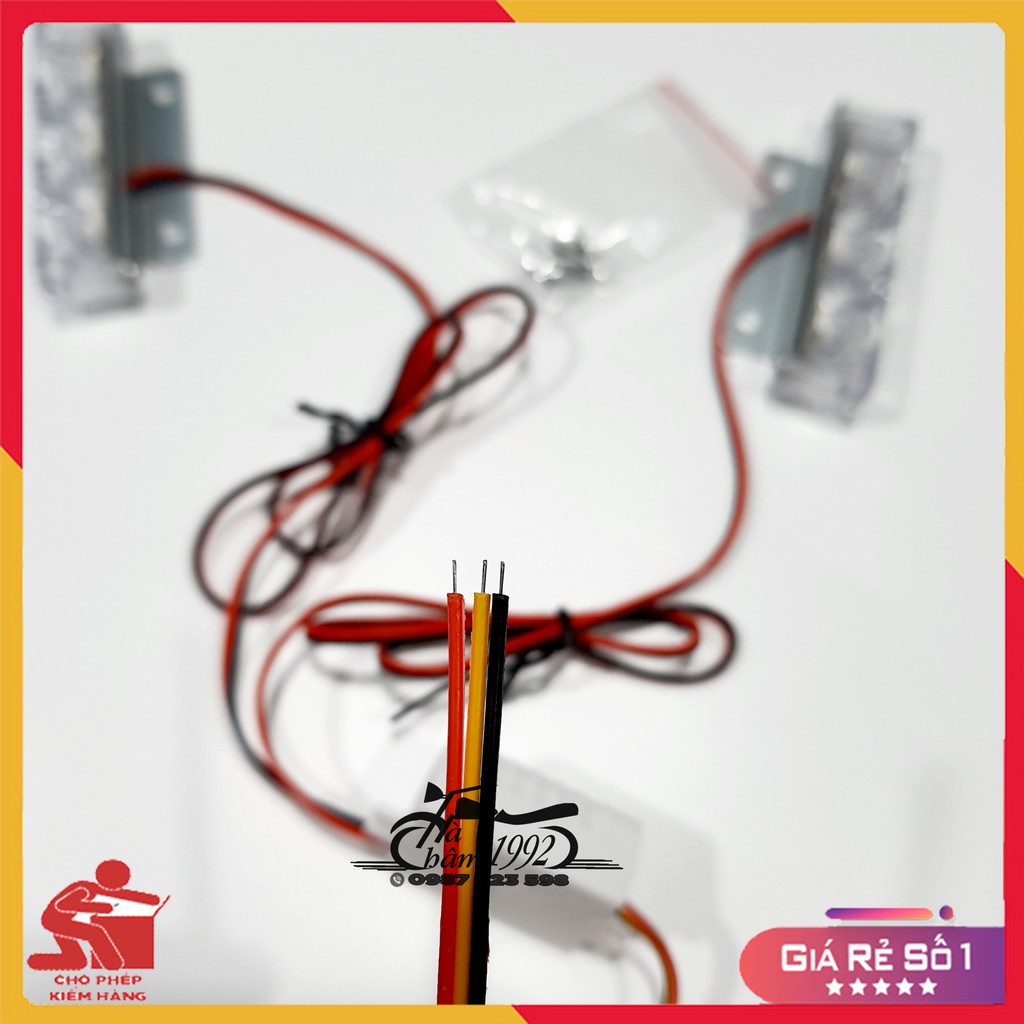 Đèn chớp 3 bóng (1 bộ 2 vỉ led 3 bóng), Đèn Police 3 bóng