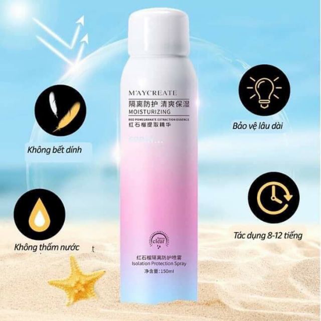 XỊT CHỐNG NẮNG TRẮNG DA MAYCREATE MOISTURIZING SPRAY 150ML