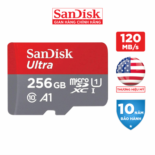 Thẻ Nhớ MicroSDHC SanDisk Ultra A1 256GB 120MB/s - SDSQUA4-256G-GN6MN - Hàng Phân Phối Chính Hãng