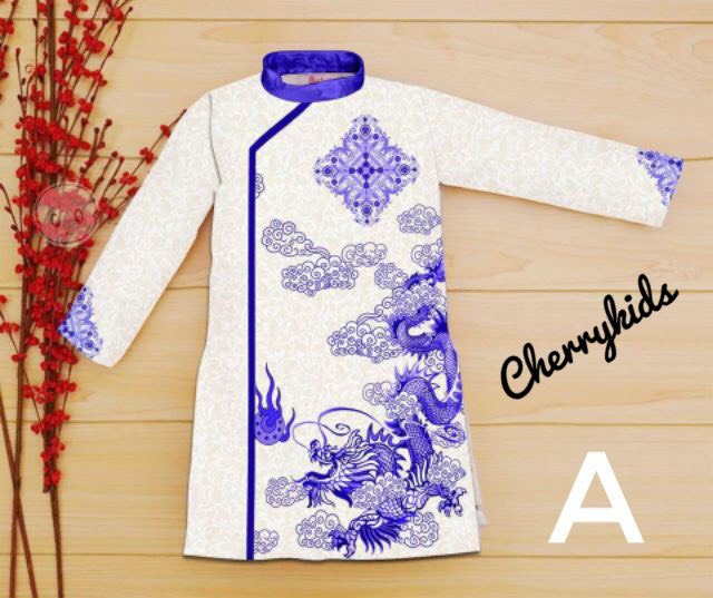 Áo dài cách tân cho bé trai - Chất liệu gấm