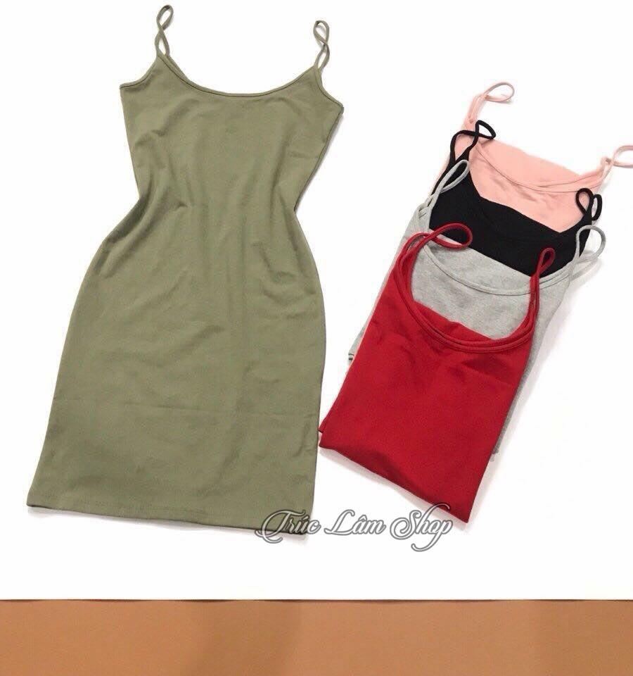 Đầm Ôm Body 2 Dây Chất Thun Đẹp Siêu Tôn Dáng