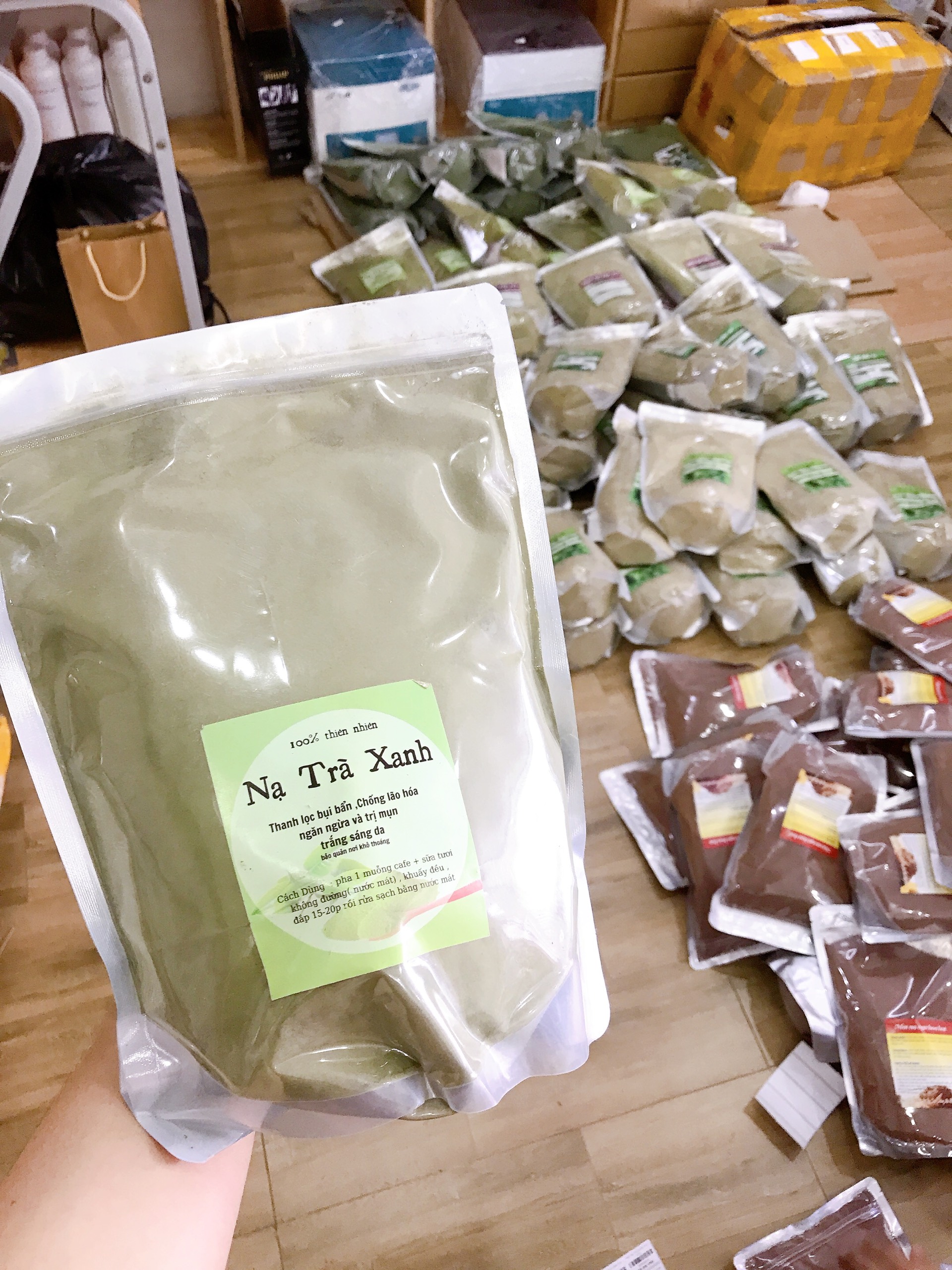 Bột mặt nạ trà xanh kháng khuẩn - trị mụn