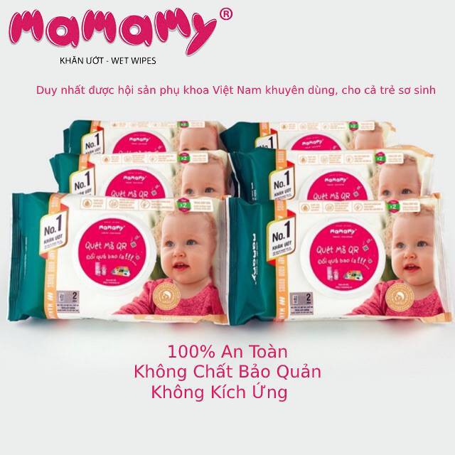 HCMCombo 7 Gói Khăn Ướt Trẻ Em Mamamy 100 Tờ-Nắp